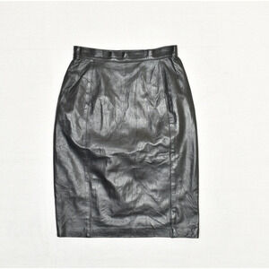 Begedor Women's Pencil Skirt Genuine Leather Black Size 8 Italia Vintage Zip